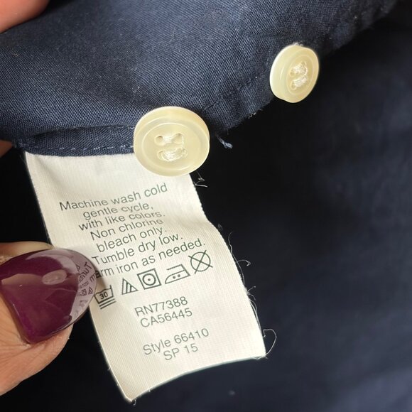 J. Crew Factory Haberdashery Stretch Classic Button-Down Shirt (Navy) - Size M - Picture 3 of 4